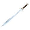 Sword with a decorative hilt on a white background