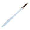 Sword with a blue blade and brown hilt on a white background