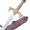 Decorative sword with intricate designs on a white background