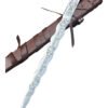 Decorative sword with engraved blade on a white background