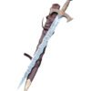 Decorative sword with a brown sheath on a white background