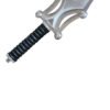 Decorative sword with a black handle on a white background