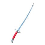 Sword with red hilt on a white background