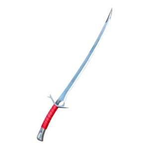 Sword with red hilt on a white background