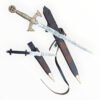 Decorative swords with ornate handles and sheaths on a white background