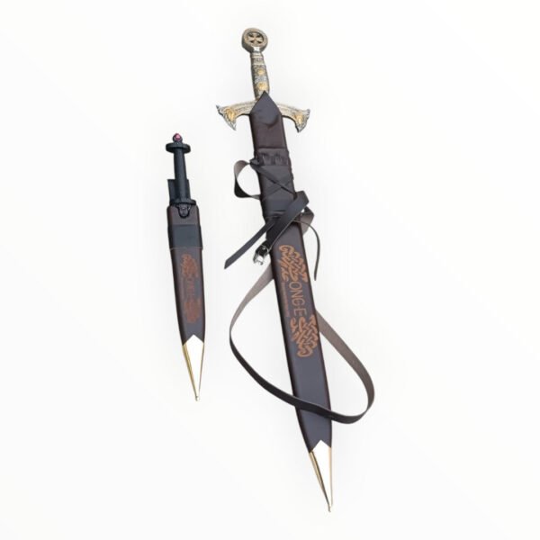 Decorative sword with sheath on a white background