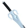 White fantasy sword with a black handle on a white background