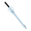 White sword with black handle on a white background