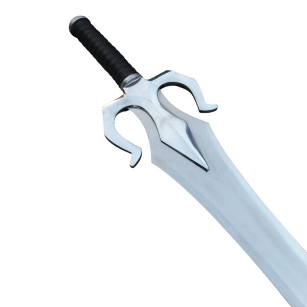 Sword with a black handle on a white background