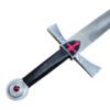 Sword with a decorative hilt on a white background