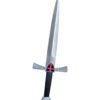 Decorative sword with a red cross on a white background