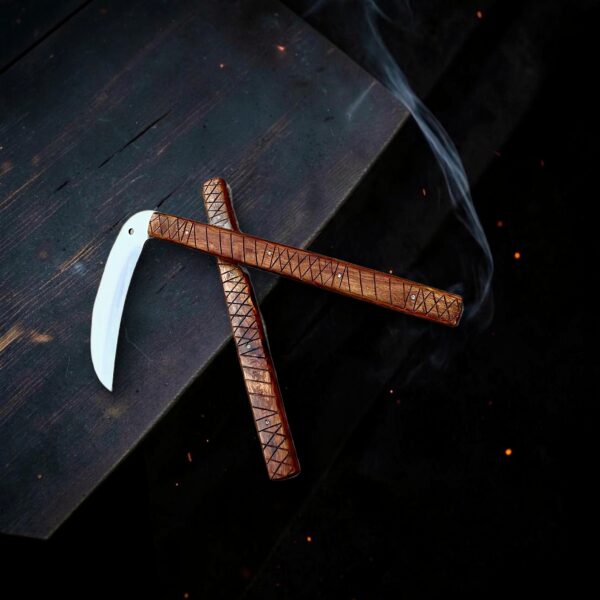 Handmade Japanese Kama Knife - Traditional Stainless Steel Japanese Sickle | Rosewood Handle | Collector's Gift