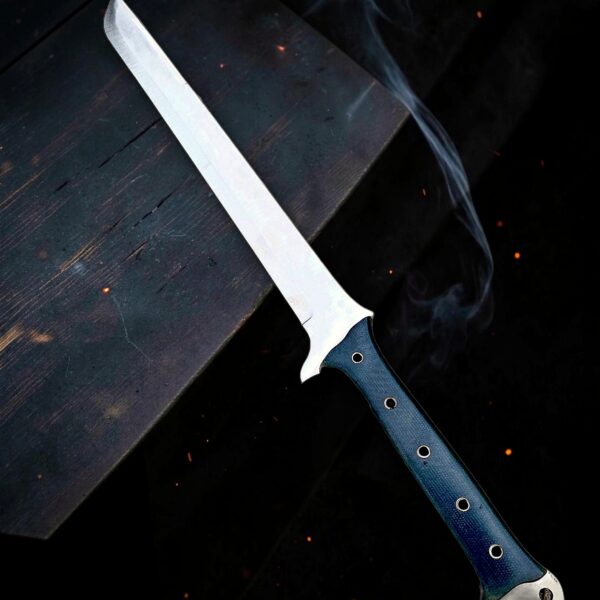 Handmade Stainless Steel Bowie Machete - High Carbon Steel, Leather Sheath