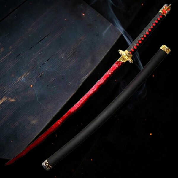 River of Blood Katana Replica - Handmade Elden Ring Sword | Red Wavy Steel Blade Cosplay Prop